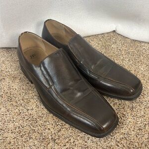J Ferrar Dark Brown Leather‎ Square Toe Shoes Dash Size 12